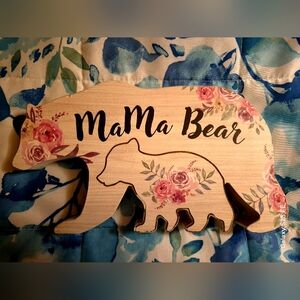 Cute Wood Cutouts Of Mama Bear & Her Cub